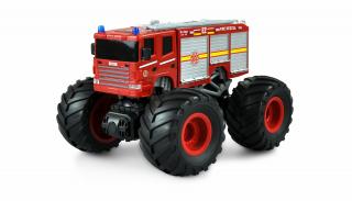 Amewi RC auto Monster Truck Hasiči 1:18 (HASIČI MonsterTruck 2WD 1:18, LED osvětlení, zvukový modul ovládaný z ovladače, velká offroad kola, rychlost až 15 km/h, RTR)
