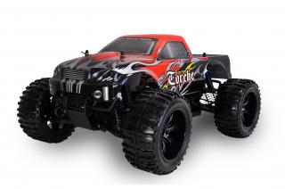 Amewi RC Auto Monster Truck Torche 1:10 červený (TORCHE MonsterTruck 4WD, 1:10, plně proporcionální, olejové hliníkové tlumiče, kovová kuličková ložiska, RTR)