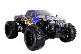 Amewi RC Auto Monster Truck Torche 1:10 modrý (Torche MonsterTruck 4WD, 1:10, plně proporcionální, olejové hliníkové tlumiče, kovová kuličková ložiska, RTR, barva modrá.)