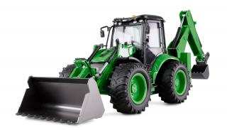 Amewi RC traktor bagr G1401E 1:14 (RC&amp;nbsp;Traktor bagr, v měřítku 1:14, 2,4 GHz, RTR, vypínatelné LED osvětlení včetně otočného majáku na střeše, zvukové efekty, gumové pneumatiky, barva zelená.)