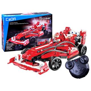 CaDA RC stavebnice Formule 1:14 (CaDA Formula Racer, 317 dílků, 2v1, zvedací křídlo a možnost otáčení s koly, 2,4 GHz)