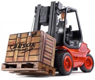 Carson RC vysokozvižný vozík Linde 1:14 RTR červená (&lt;P&gt;Model vysokozvižného vozíku LINDE H40D na dálkové ovládání. Kompletní RTR sada, s profi vysílačem 6 kanálů.&lt;/P&gt;)