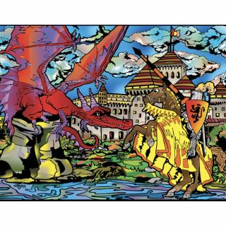 Colorvelvet Sametový obrázek Drak a rytíř 47x35cm (&lt;P&gt;&lt;STRONG&gt;Velký sametový obrázek, vel. L - Drak a rytíř.&lt;/STRONG&gt;&lt;/P&gt;)
