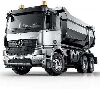 DoubleE RC sklápěč Mercedes-Benz Arocs 1:20, profesionální model (S-idee Mercedes Arocs RC sklápěč kovový, 1:20 nákladní automobil 4WD)
