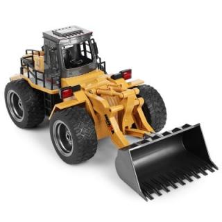Huina RC kolový nakladač s kovovou lžící 1:18  bazar (&lt;P&gt;Do detailu propracovaný kolový nakladač s kabinou a nakládací lopatou z reálného kovu v měřítku 1:18. Pohon 4x4. Plně funkční, pouze poničená krabice, zohledněno v ceně.&lt;/P&gt;)