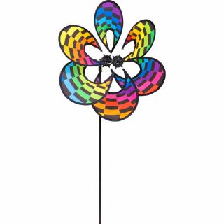 Invento větrník Paradise Flower Rainbow Checker (Větrník Paradise Flower Rainbow Checker je jako&amp;nbsp;duhová květina&amp;nbsp;- jak vítr sílí, barvy se mísí a vytvářejí fascinující efekty. Paradise Flower Rainbow Checker bude ozdobou vaší zahrady, ter