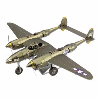 Metal Earth Luxusní ocelová stavebnice Lockheed P-38 Lightning (&lt;P&gt;Luxusní 3D ocelová stavebnice Prémiová série Lockheed P-38 Lightning ICX143. 2&amp;nbsp;kovové destičky ICONX&amp;nbsp;(10 x 20 cm), počet dílů: 73.&lt;BR&gt;&lt;/P&gt;)