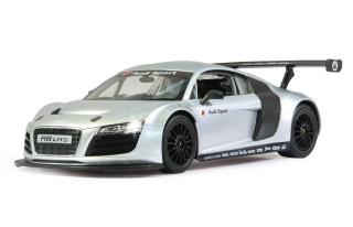Rastar RC auto Audi R8 Sport 1:14, licence, LED, metalický (Audi R8 Sport 1:14, 27 MHz, oficiální licence, LED osvětlení, metalický lak, odružená přední kola, ráfky s gumovými pneumatikami, stříbrná)