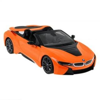 Rastar RC BMW i8 1:12 metalická oranžová (Rastar BMW i8 1:12, licence, LED, metalický lak, oranžové ráfky s gumovými pneumatikami, oranžové)