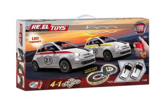 RE.EL Toys Autodráha Fiat 500 Cinquecento 4v1 1:43 LED světla (&lt;P&gt;RE.EL Toys Autodráha Fiat 500 Cinquecento 4v1 1:43 LED světla v délce 2,6 m, snadno sestavíte 4 různé dráhy, 2 oficiálně licencovaná auta Fiat 500 v měřítku 1:43.&lt;/P&gt;)