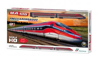 RE.EL Toys Frecciarossa 1000 licencovaný vlak v měřítku H0 na baterie, vlak 91cm, dráha 5m (RE.EL Toys Frecciarossa 1000, licencováno, dráha 5 metrů, měřítko H0, přední světla)