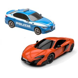 RE.EL Toys sada RC aut Alfa Romeo Qiulia Q Supersfida Polizia a McLaren 675LT 1:24 RTR (RE.EL Toys sada RC aut Alfa Romeo Qiulia Q Polizia a McLaren 675LT 1:24 RTR sada, LED osvětlení.)