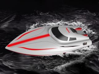 SYMA Speed Boat Q1 PIONEER 2.4GHz až 25km/h Nejvyšší řada, plně pynulé ovládání! (NEJVYŠŠÍ ŘADA LODÍ SYMA -PLNĚ PROPORCIONÁLNÍ závodní loď Q1&amp;nbsp;PIONEER&amp;nbsp;na dálkové ovládání s funkcí zpětného chodu.)