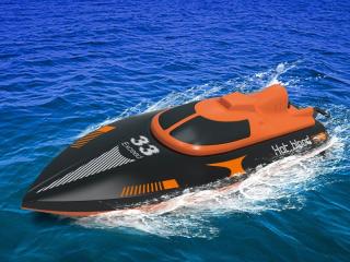 SYMA Speed Boat Q2 GENIUS 2.4GHz až 20km/h Proporcionální (Mini&amp;nbsp;závodní loď SYMA Q2 GENIUS&amp;nbsp;na dálkové ovládání s funkcí zpětného chodu, která dokáže plout rychlostí až 20km/h. Plně proporcionální ovládání!)