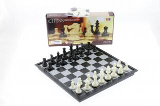Šachy 25x25cm plastové magnetické cestovní + dáma 2v1