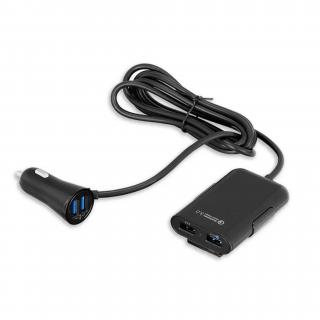 USB nabíječka do auta s QC3.0 a 3.1A, kabel 1,7 m, použití na zadních sedadlech