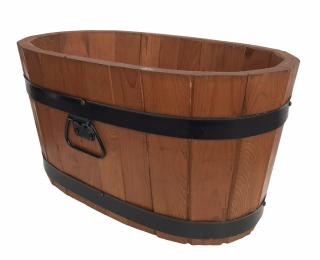 Dřevěná káď oválná (střední), délka 50cm, šířka 26cm, výška 29cm (vyrobena z borovicového dřeva)