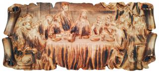 Dřevěný obraz poslední večeře, 80 x 36 cm