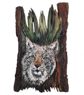 Dřevěný obraz Rys (45x70)