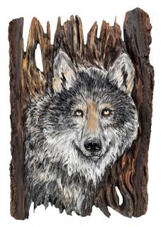 Dřevěný obraz Vlk B (39x58)