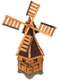 Dřevěný větrný mlýn zahradní, otočný, dekorační 105 cm