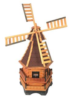 Dřevěný větrný mlýn zahradní, otočný, dekorační 130 cm