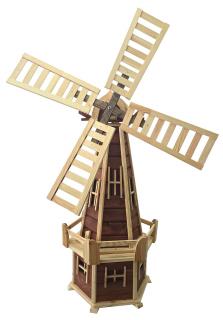 Dřevěný větrný mlýn zahradní, otočný, dekorační 170cm