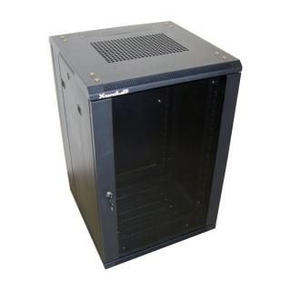 18U/600x800 stojanový, černý, skleněné dveře, plná záda