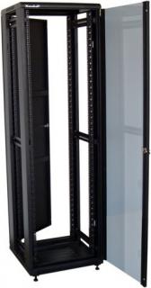 42U/600x1000 stojanový, černý, skleněné dveře, plná záda