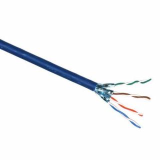Kabel FTP, drát, Cat 6A, 4p, 500MHz, LS0H, stíněný každý pár,  modrý, Dca (500m)  FLUKE TEST do 65m