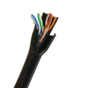 Kabel UTP, drát, 4pár, Cat 5e, PE+PE, Dca, venkovní dvouplášť, metráž