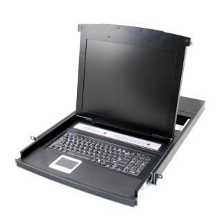 KVM konzole, LCD 19", ovládání 16x PC, CAT5: VGA+PS2/USB,  instalace do 19" skříně, touchpad