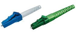 LC konektor, simplex, metalokeramický, modrý, pro 3mm kabel, pro lepení