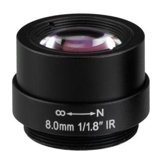 Objektiv, 1/1,8", bez clony, 8mm, CS mount, nezkreslující, IR podpora, megapixel