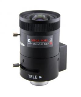 Objektiv 1/1,8",Vari-focal, DC Drive,4-18mm, C-mount, IR přizpůsobení, do 2Mpix