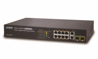 OPRAVENÉ - FGSD-1008HPS PoE switch, 8x100, 2x1000-TP/SFP, Web/SNMP, STP/RSTP, ext 10Mb/s,IEEE 802.3at 125W