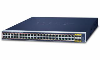 Planet GS-4210-48P4S PoE switch L2/L4, 48x 1000Base-T, 4x SFP, Web/SNMPv3, ext 10Mb/s, IEEE 802.3at-440W