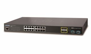 Planet GS-5220-16T4S2XR, L2/L3 10Gb switch 16x 1Gb TP, 2x 10G SFP+, 4x 1Gb SFP, Web/SNMPv3, AC+DC