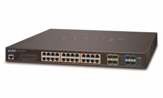 Planet GS-5220-24P4X, Smart PoE switch Gigabit 24x TP,4x SFP, 4x SFP+ 10Gbase-X,Web+ONVIF, 802.3at-400W