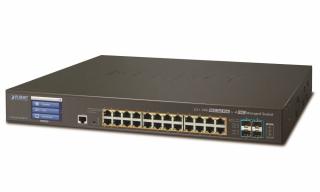 PLANET GS-5220-24P4XV, Smart PoE switch 24x TP Gigabit,4x SFP+ 10Gbase-X,Web/LCD+ONVIF, 802.3at-400W