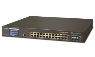 Planet GS-5220-24PL4XV, Smart PoE switch 24x TP Gigabit,4x SFP+ 10Gbase-X,Web/LCD+ONVIF, 802.3at-600W