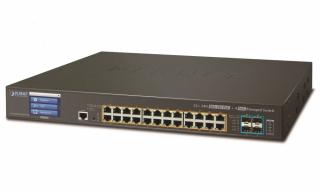 Planet GS-5220-24UPL4XVR, Smart Ultra PoE switch 24x TP,4x SFP+ 10Gbase-X,Web/LCD+ONVIF, 802.3bt-600W,AC+DC