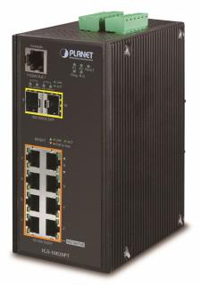 PLANET IGS-10020PT Průmyslový Switch, 8x 10/100/1000 PoE (130W) + 2x 100/1000 SFP, Management, -40 +75°C