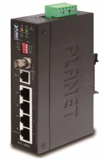 Planet IVC-2002, 4x 10/100, 2x VDSL2: BNC / RJ-11, DIN, IP30, -40~75 st.C