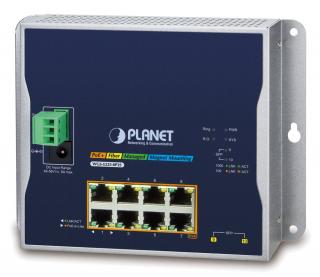 Planet WGS-5225-8P2S nástěnný PoE switch 8x1Gb,2x SFP, Web/SNMP, L3, 802.3at 240W,-40~75°C, fanless