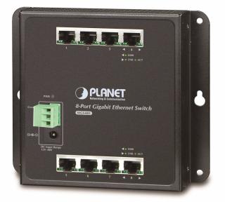 Planet WGS-803 nástěnný switch 8x1000B-T, DIN, kov IP30, ESD+EFT, dual DC, fanless