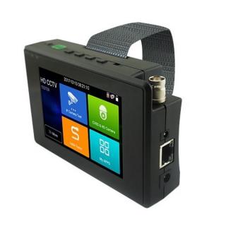 Ruční tester IP a analog kamer, 4" touchh, LAN,PoE, video-in, CVI/AHD/TVI, 12V out