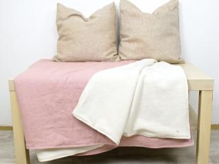 Lněná deka s beránkem - růžová 145 x 210 cm