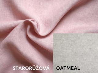 Lněná deka s prošitím starorůžová, oatmeal