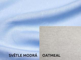 Lněná deka s prošitím světle modrá, oatmeal